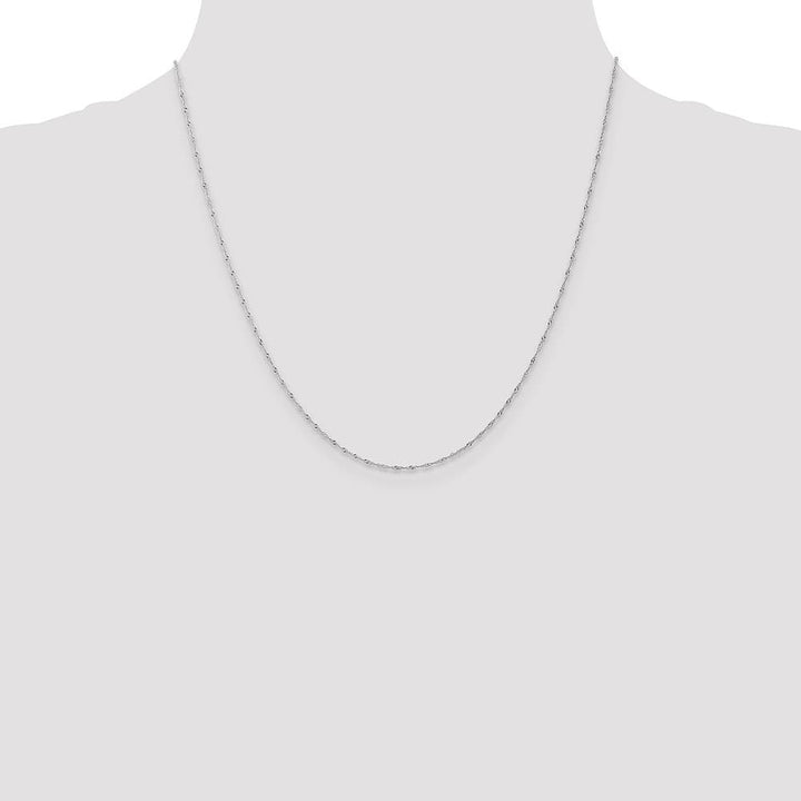 10K White Gold 1mm Carded Singapore Chain Size 20