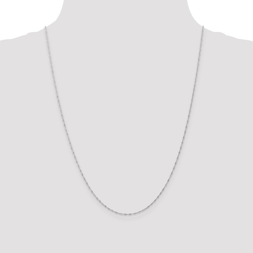 10K White Gold 1mm Carded Singapore Chain Size 24