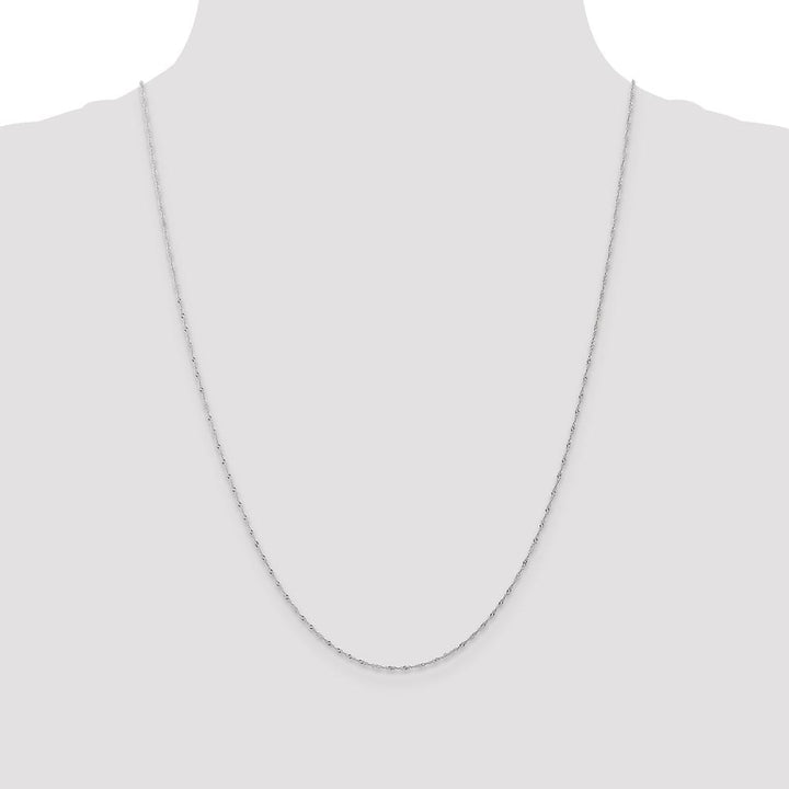 10K White Gold 1mm Carded Singapore Chain Size 24