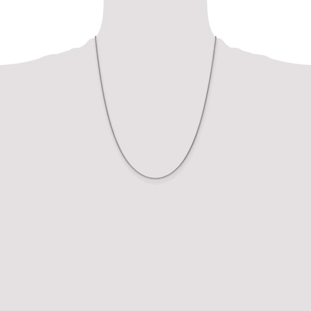 10K White Gold 1mm Round Open Link Cable Chain Size 22