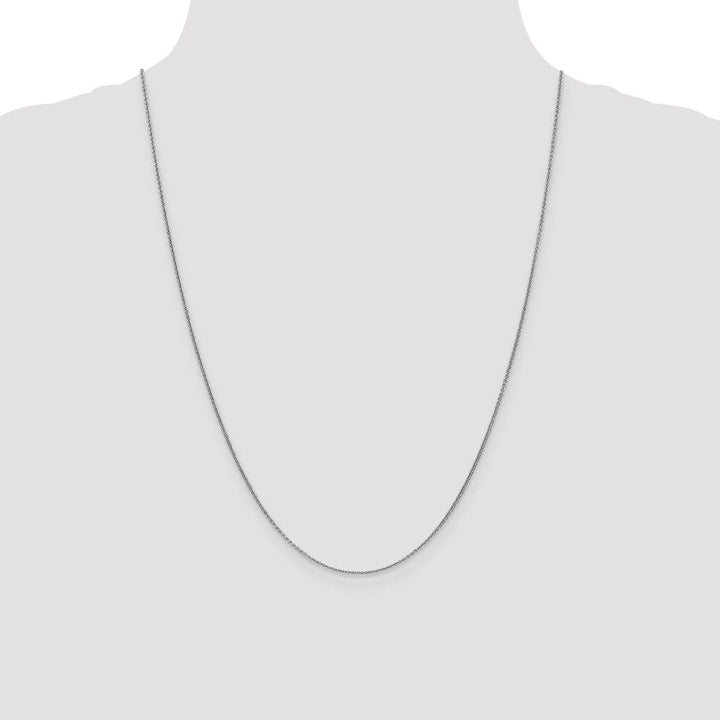 10K White Gold 1mm Round Open Link Cable Chain Size 24