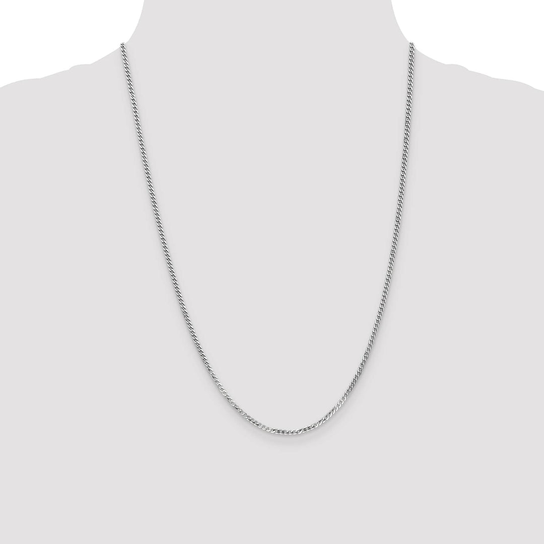 10K White Gold 2.2mm Flat Beveled Curb Chain