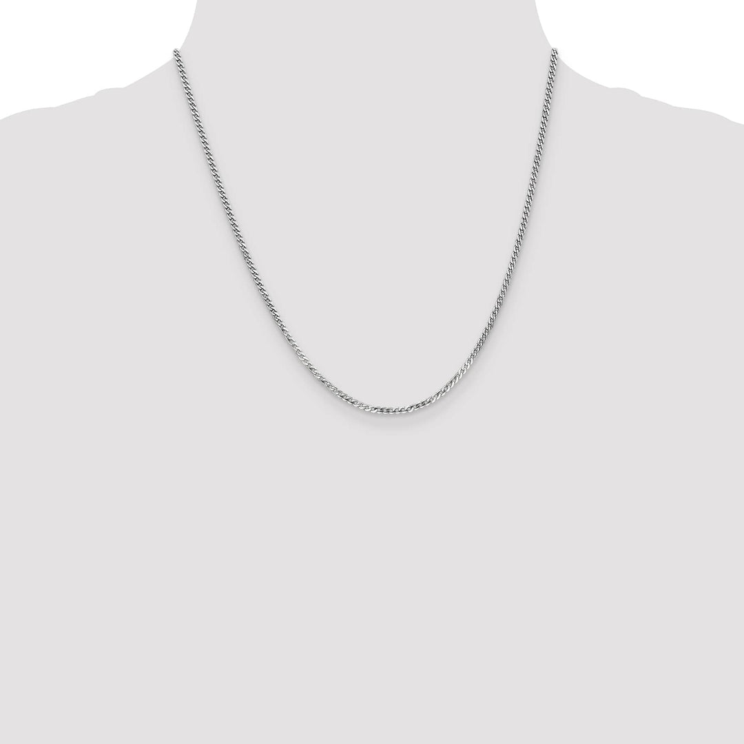 10K White Gold 2.2mm Flat Beveled Curb Chain
