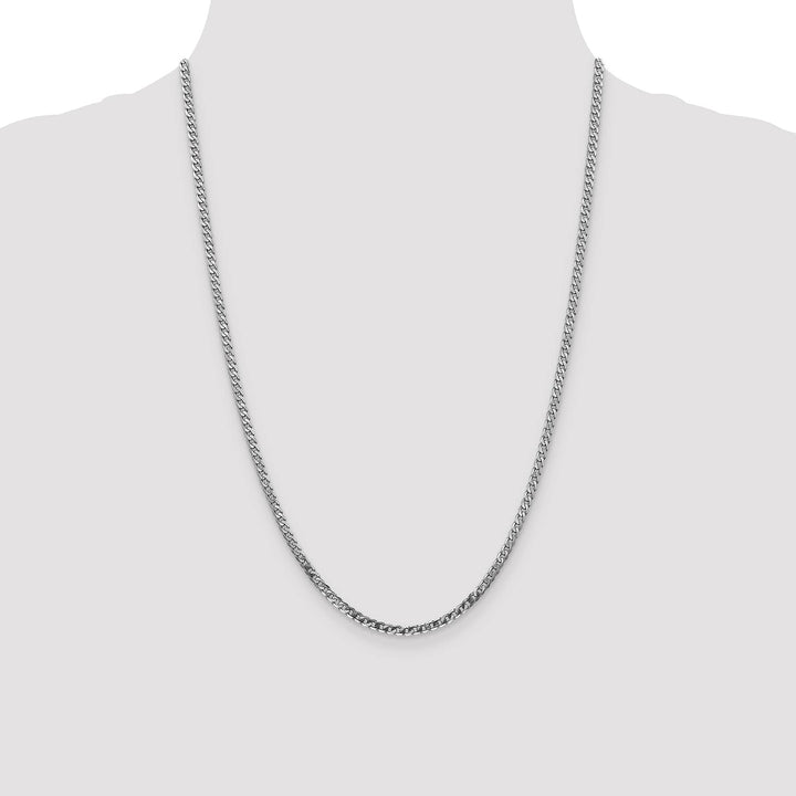 10K White Gold 2.9mm Flat Beveled Curb Chain