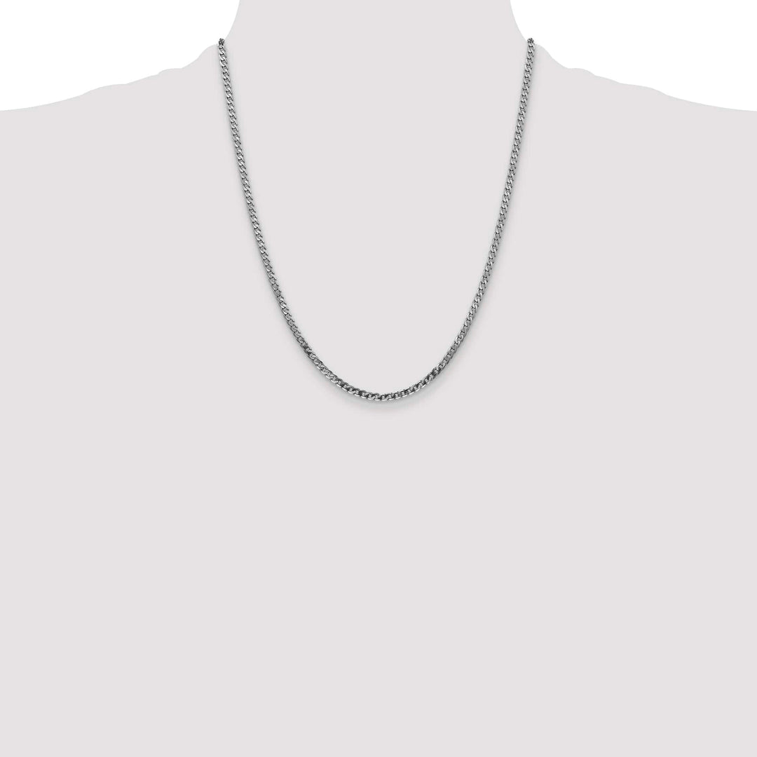10K White Gold 2.9mm Flat Beveled Curb Chain