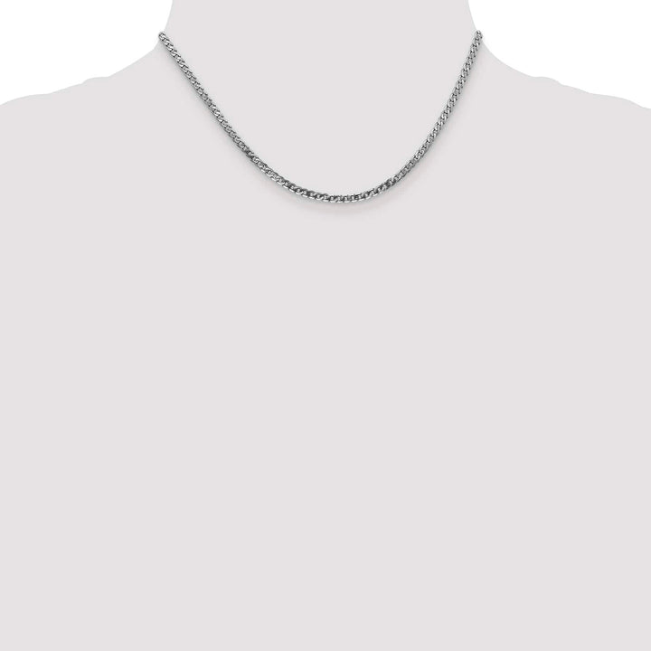 10K White Gold 2.9mm Flat Beveled Curb Chain