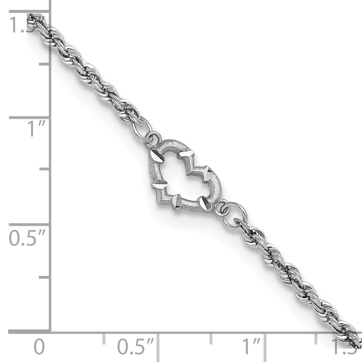 10K White Gold 2 mm D.C. Rope Anklet