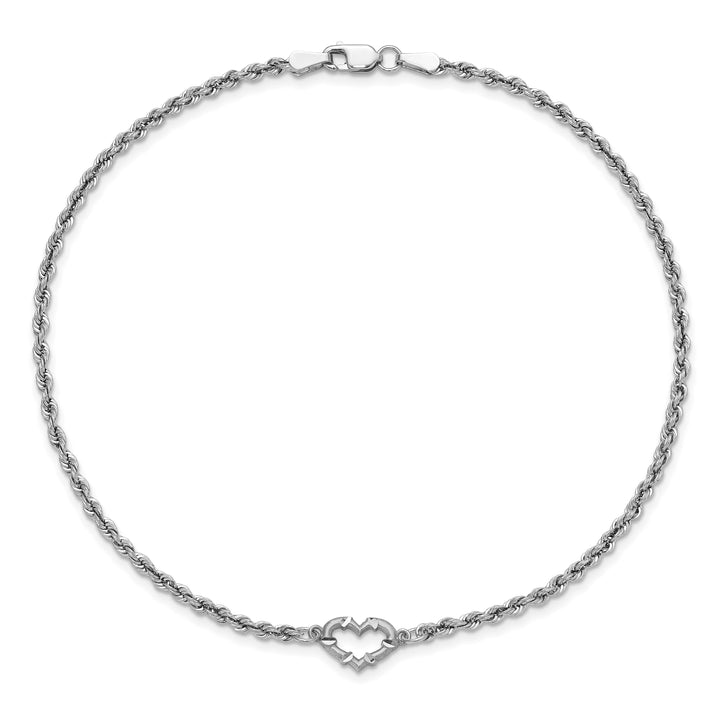 10K White Gold 2 mm D.C. Rope Anklet
