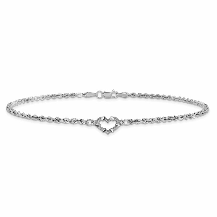 10K White Gold 2 mm D.C. Rope Anklet