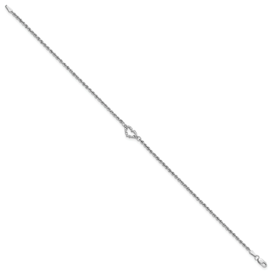 10K White Gold 2 mm D.C. Rope Anklet
