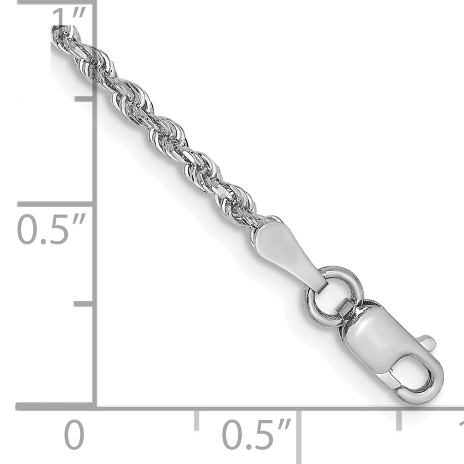 10K White Gold 2 mm D.C. Rope Anklet