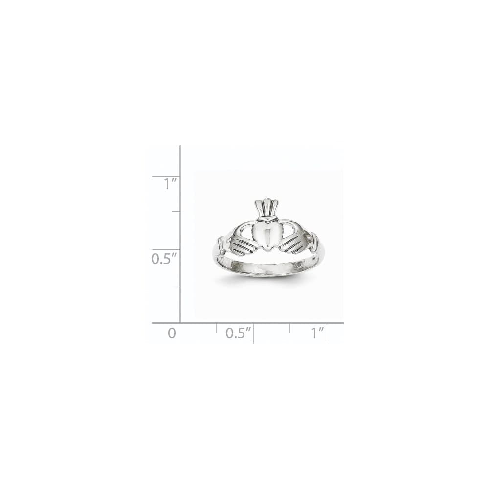 10k White Gold 2 mm Polished Ladies Claddagh Ring