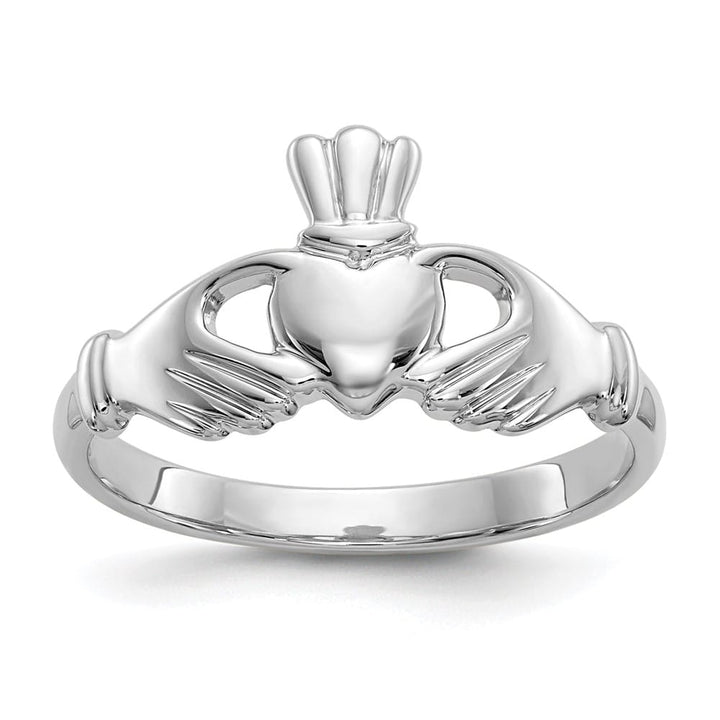 10k White Gold 2 mm Polished Ladies Claddagh Ring