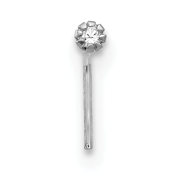 10k White Gold 20 Gauge Set of Three 1.5mm Blue/Clear/Pink CZ Nose Studs