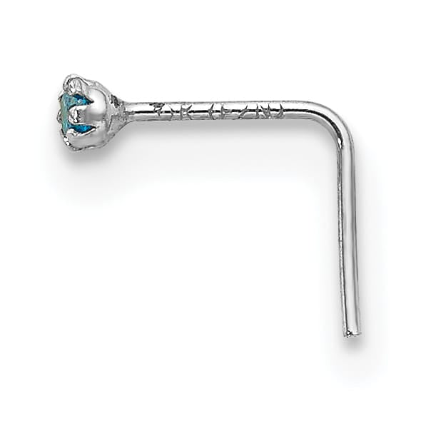 10k White Gold 20 Gauge Set of Three 1.5mm Blue/Clear/Pink CZ Nose Studs