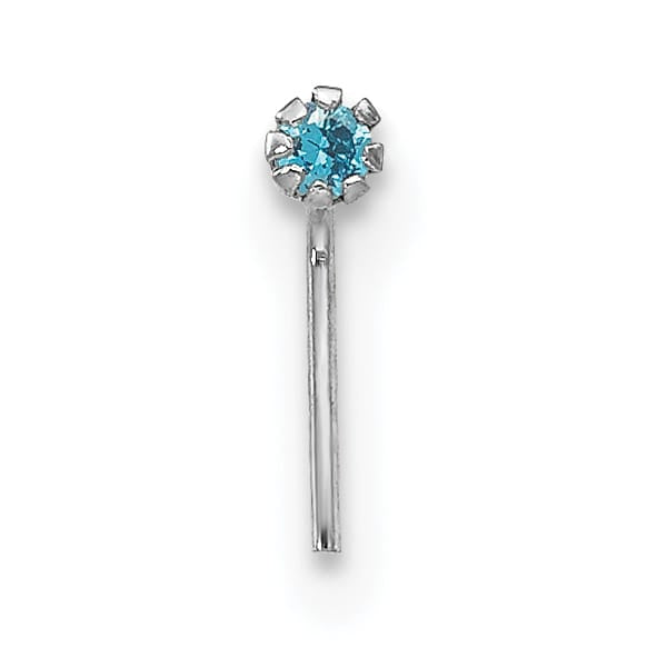 10k White Gold 20 Gauge Set of Three 1.5mm Blue/Clear/Pink CZ Nose Studs