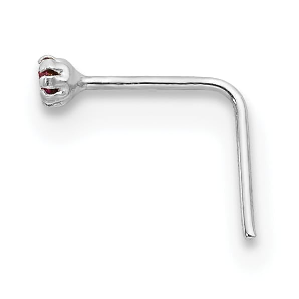 10k White Gold 20 Gauge Set of Three 1.5mm Dark Red/Clear/Black CZ Nose Studs