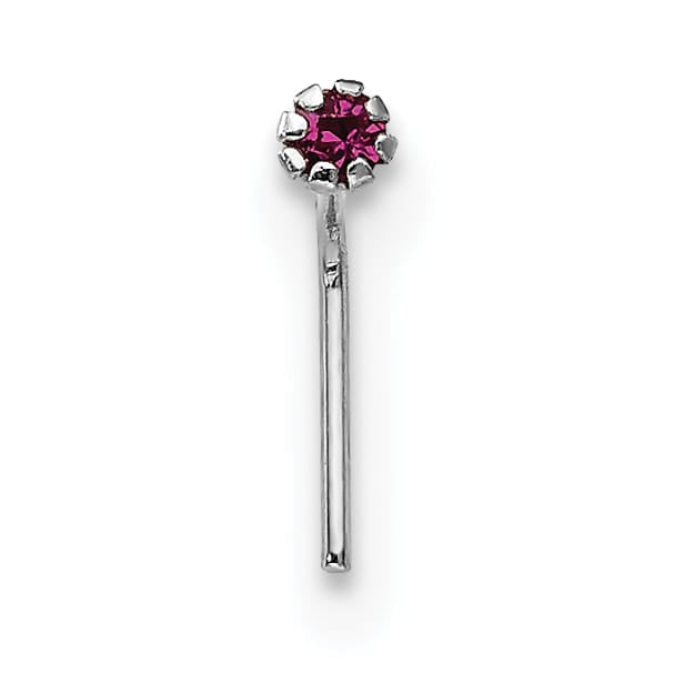 10k White Gold 20 Gauge Set of Three 1.5mm Dark Red/Clear/Black CZ Nose Studs