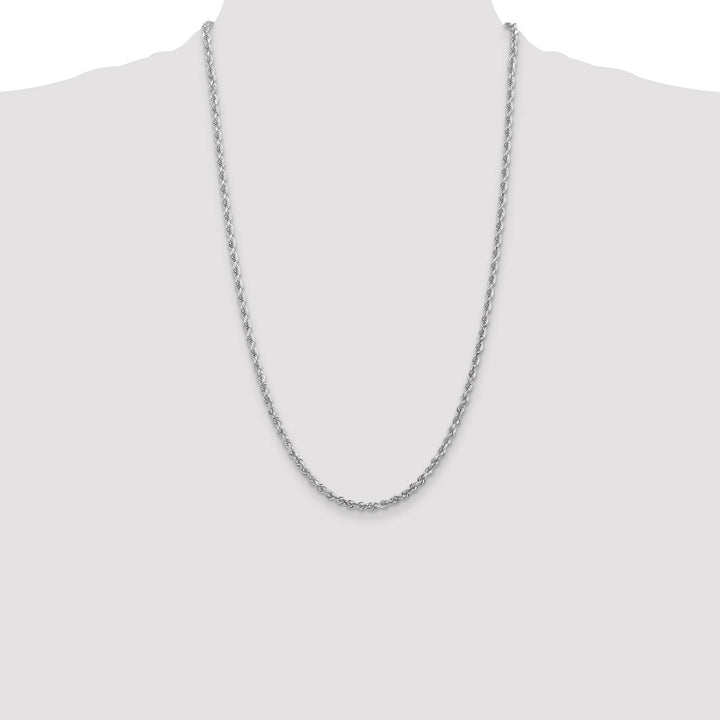 10K White Gold 3.35mm D.C. Quadruple Rope Chain 26 Inch