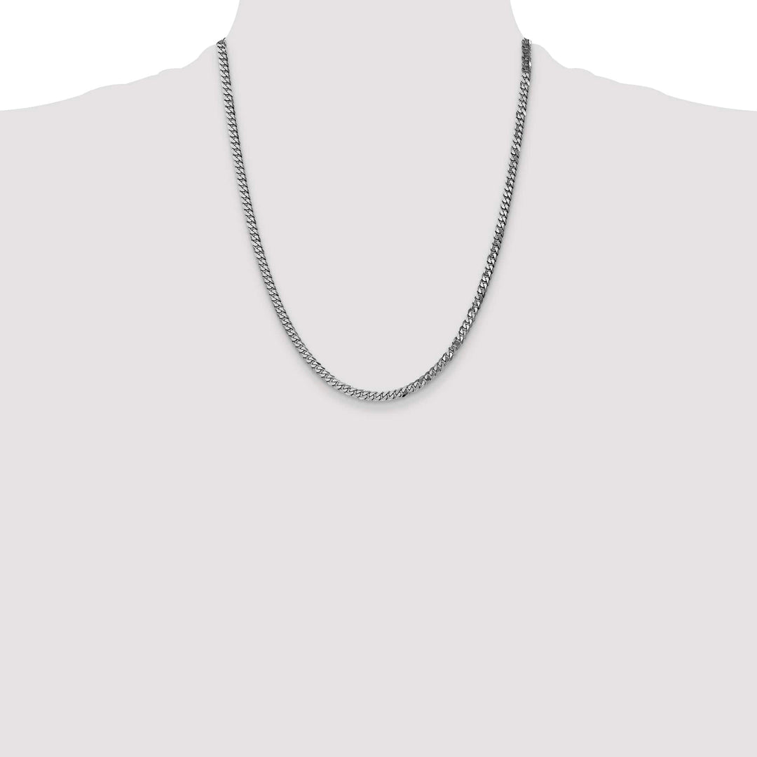 10K White Gold 3.9mm Flat Beveled Curb Chain