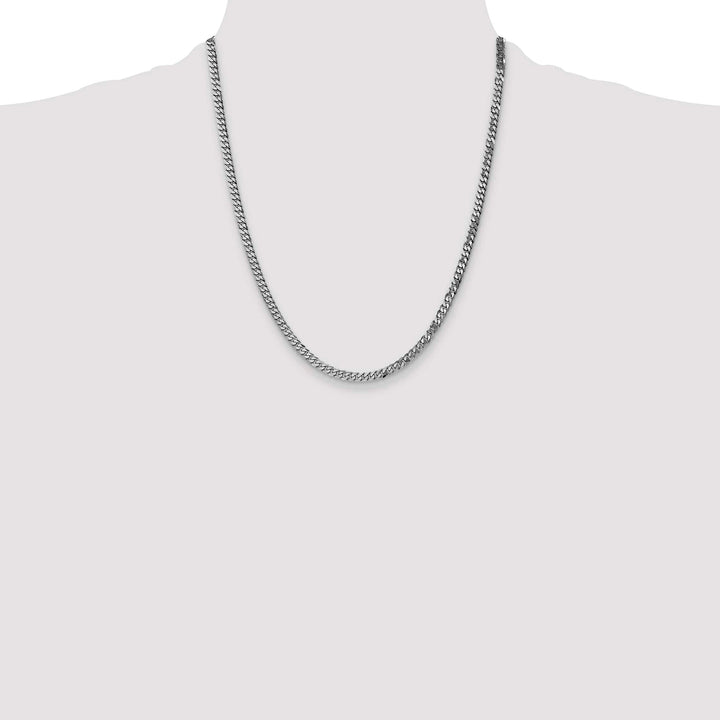 10K White Gold 3.9mm Flat Beveled Curb Chain