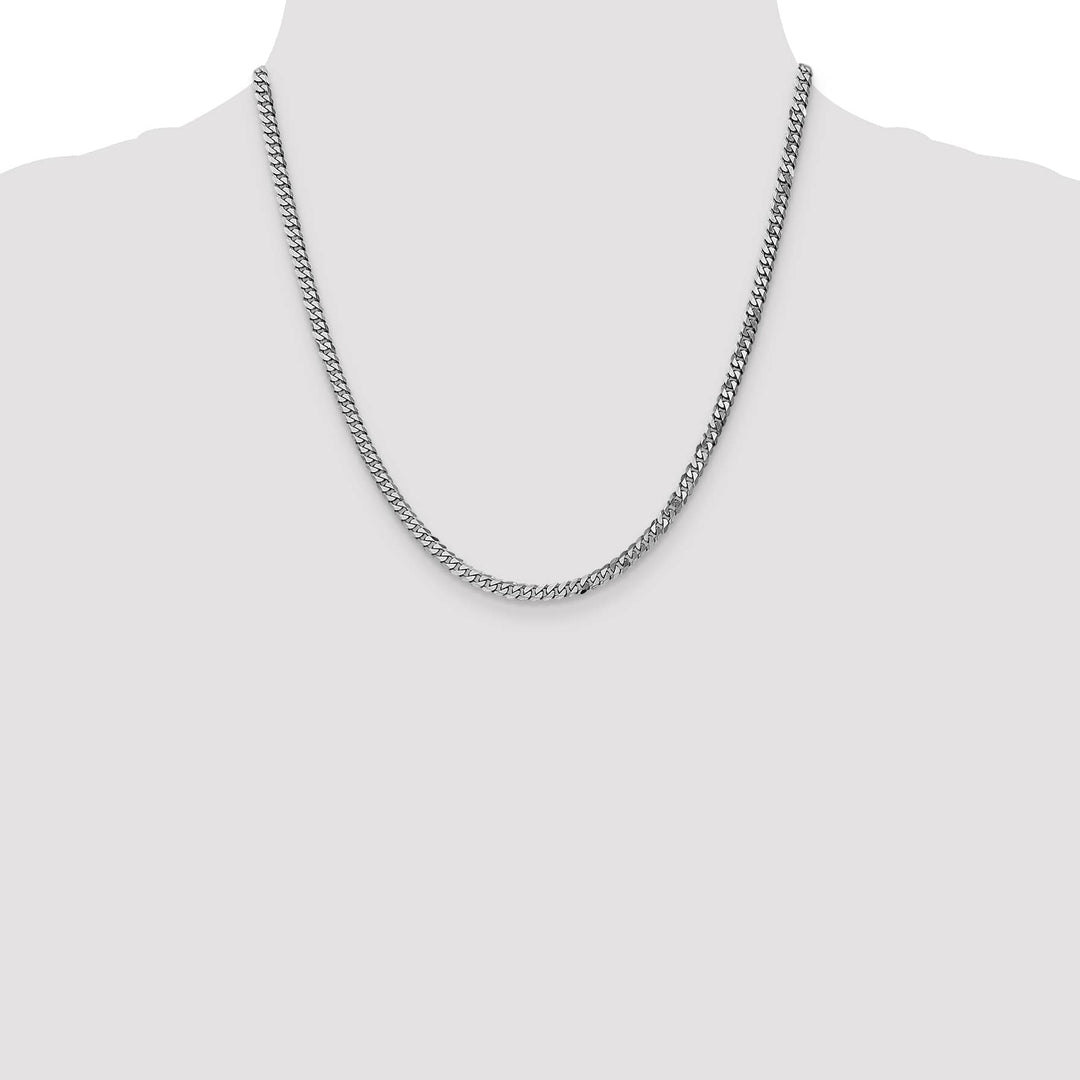 10K White Gold 3.9mm Flat Beveled Curb Chain