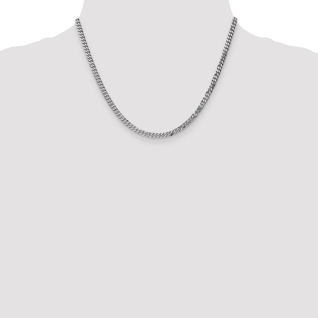 10K White Gold 3.9mm Flat Beveled Curb Chain