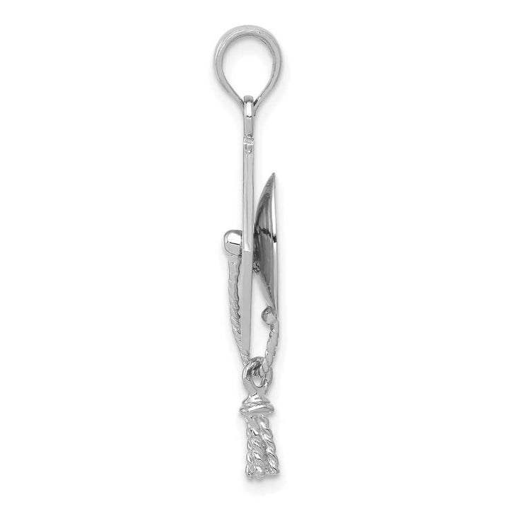 10K White Gold 3-D Medium Graduation Cap with Moveable Tassel Charm