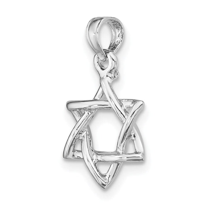 10K White Gold 3-D Polished Star of David Charm