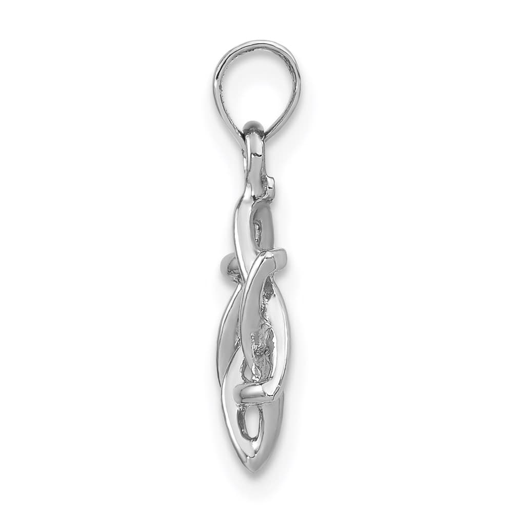 10K White Gold 3-D Polished Star of David Charm