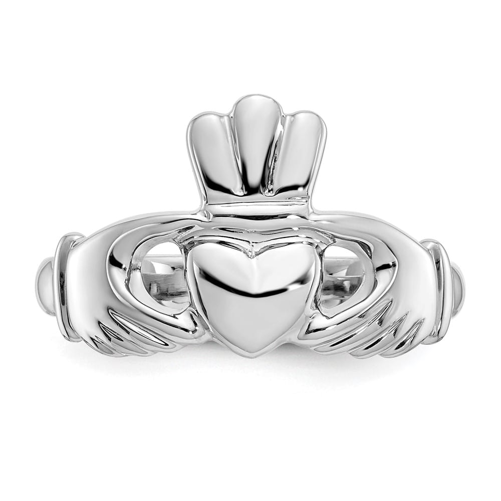 10k White Gold 3 mm 13 mm Top Polished Ladies Claddagh Ring