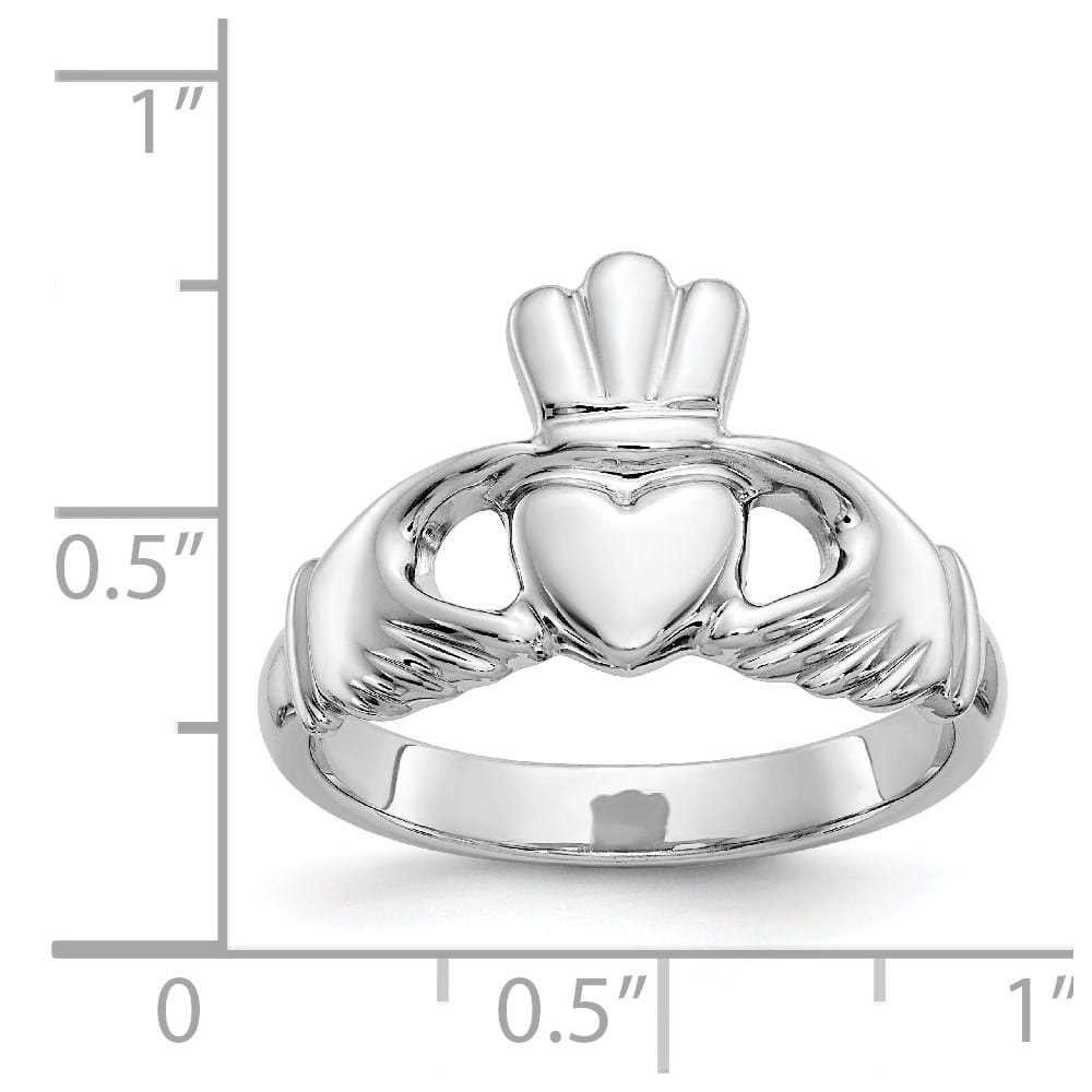 10k White Gold 3 mm 13 mm Top Polished Ladies Claddagh Ring