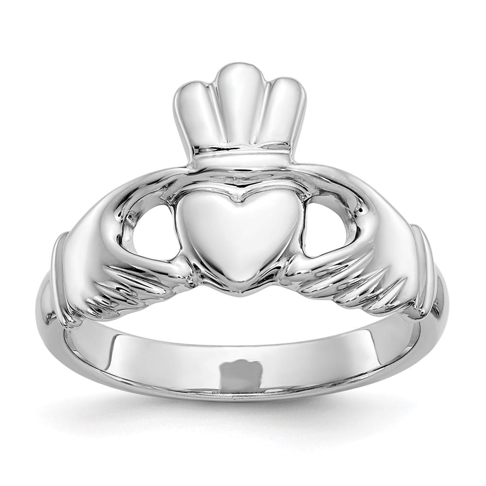 10k White Gold 3 mm 13 mm Top Polished Ladies Claddagh Ring