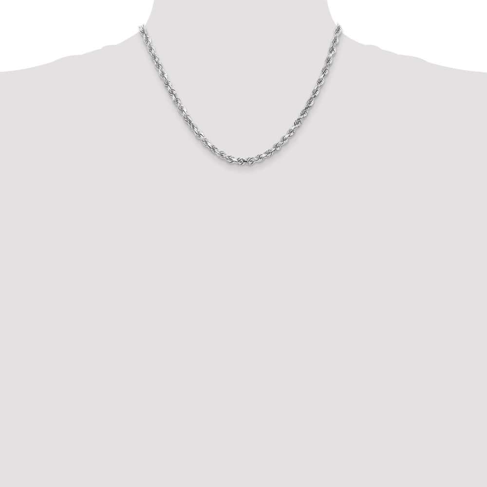 10K White Gold 4.5mm D.C. Rope Chain Size 18