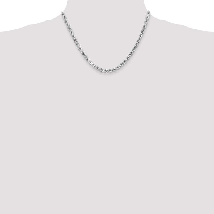 10K White Gold 4.5mm D.C. Rope Chain Size 18