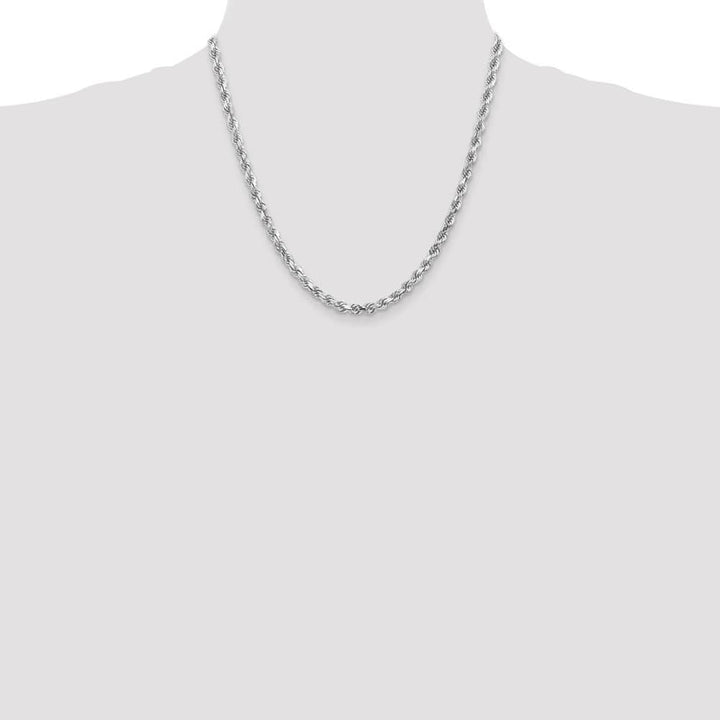 10K White Gold 4.5mm D.C. Rope Chain Size 20