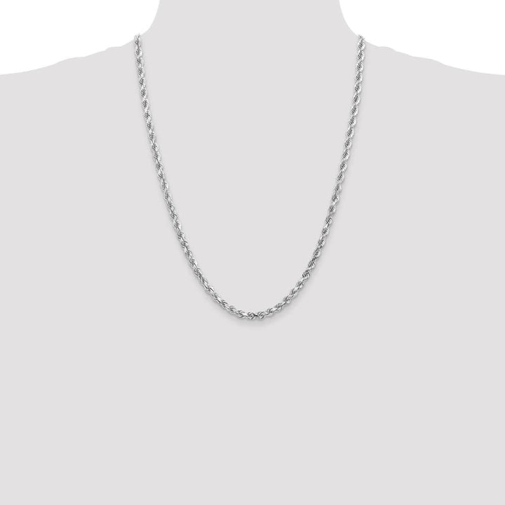10K White Gold 4.5mm D.C. Rope Chain Size 24