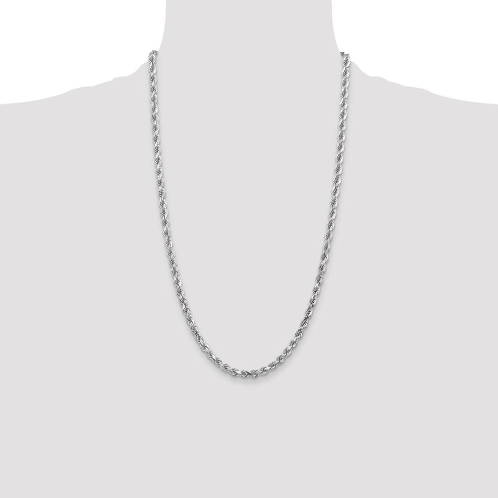 10K White Gold 4.5mm D.C. Rope Chain Size 26