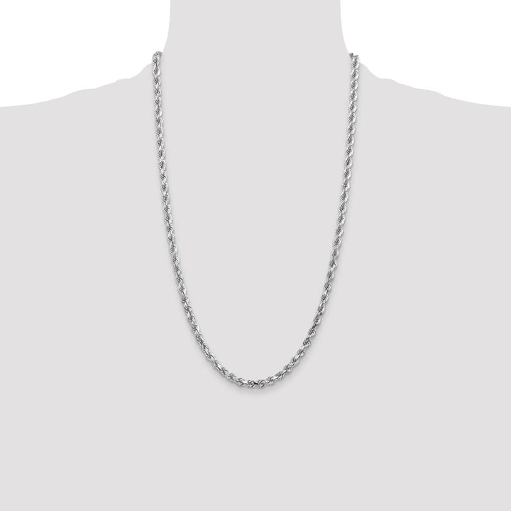 10K White Gold 4.5mm D.C. Rope Chain Size 26
