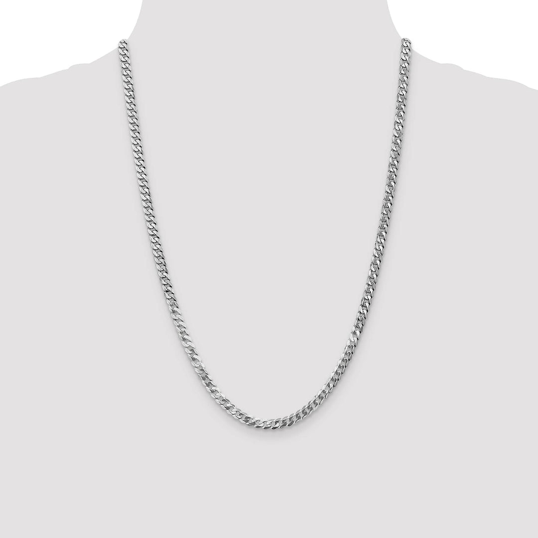 10K White Gold 4.75mm Flat Beveled Curb Chain