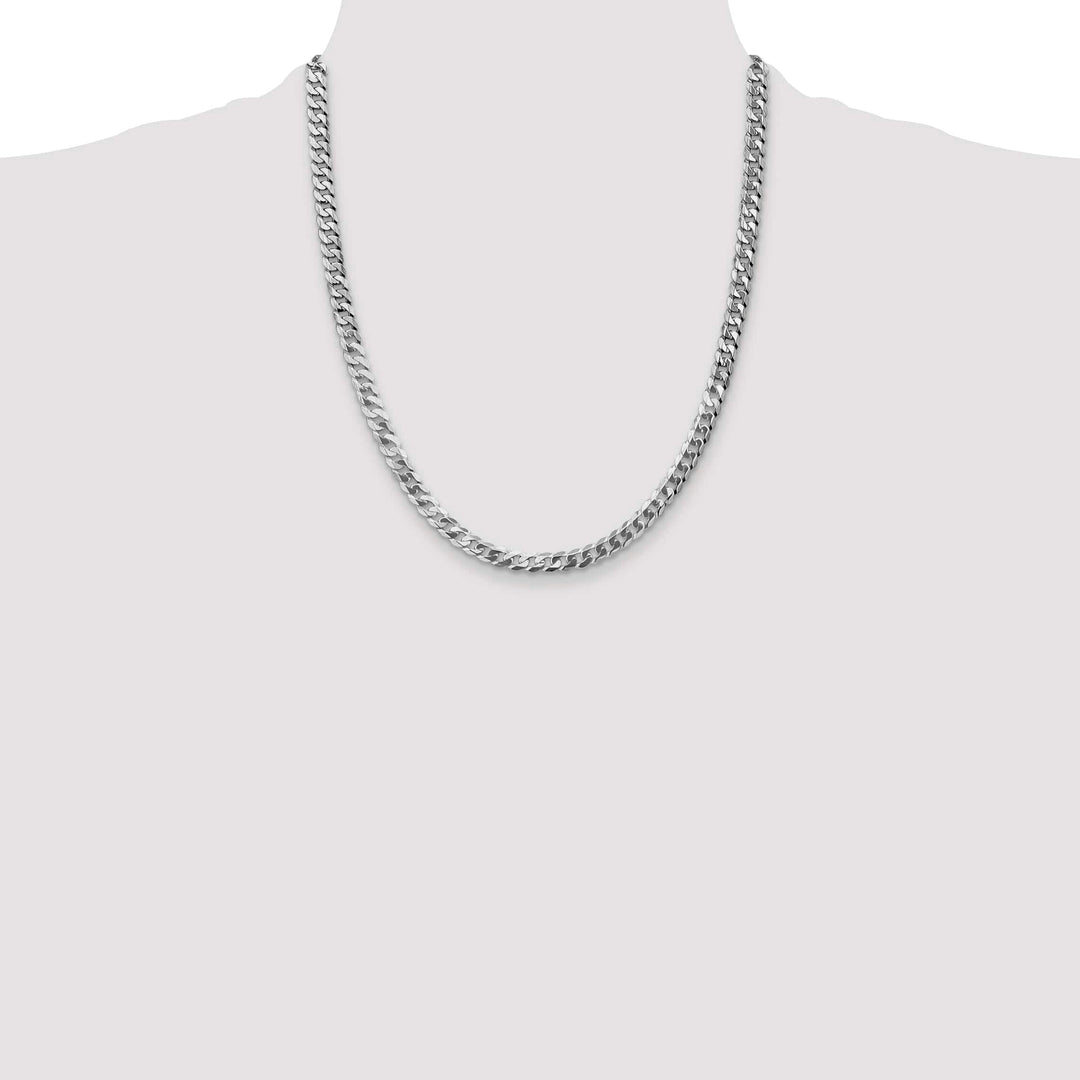 10K White Gold 4.75mm Flat Beveled Curb Chain