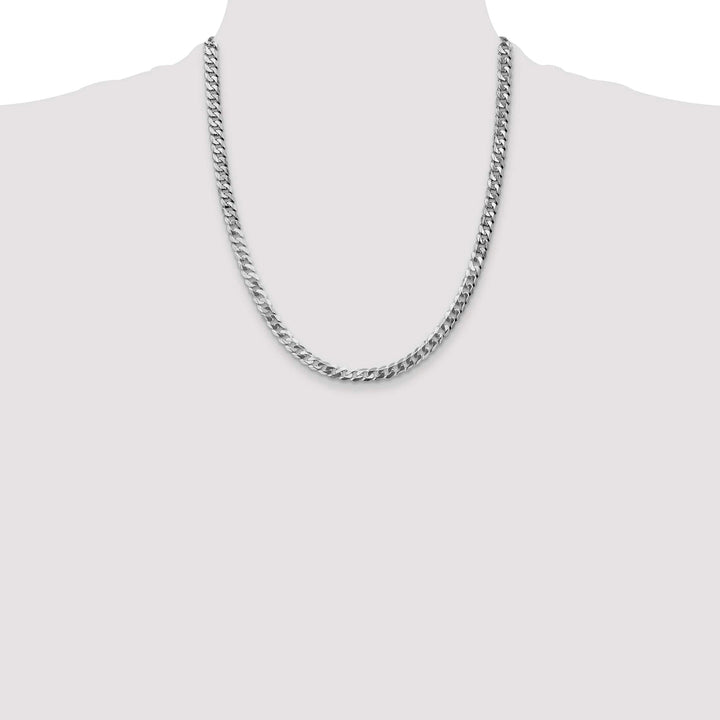 10K White Gold 4.75mm Flat Beveled Curb Chain
