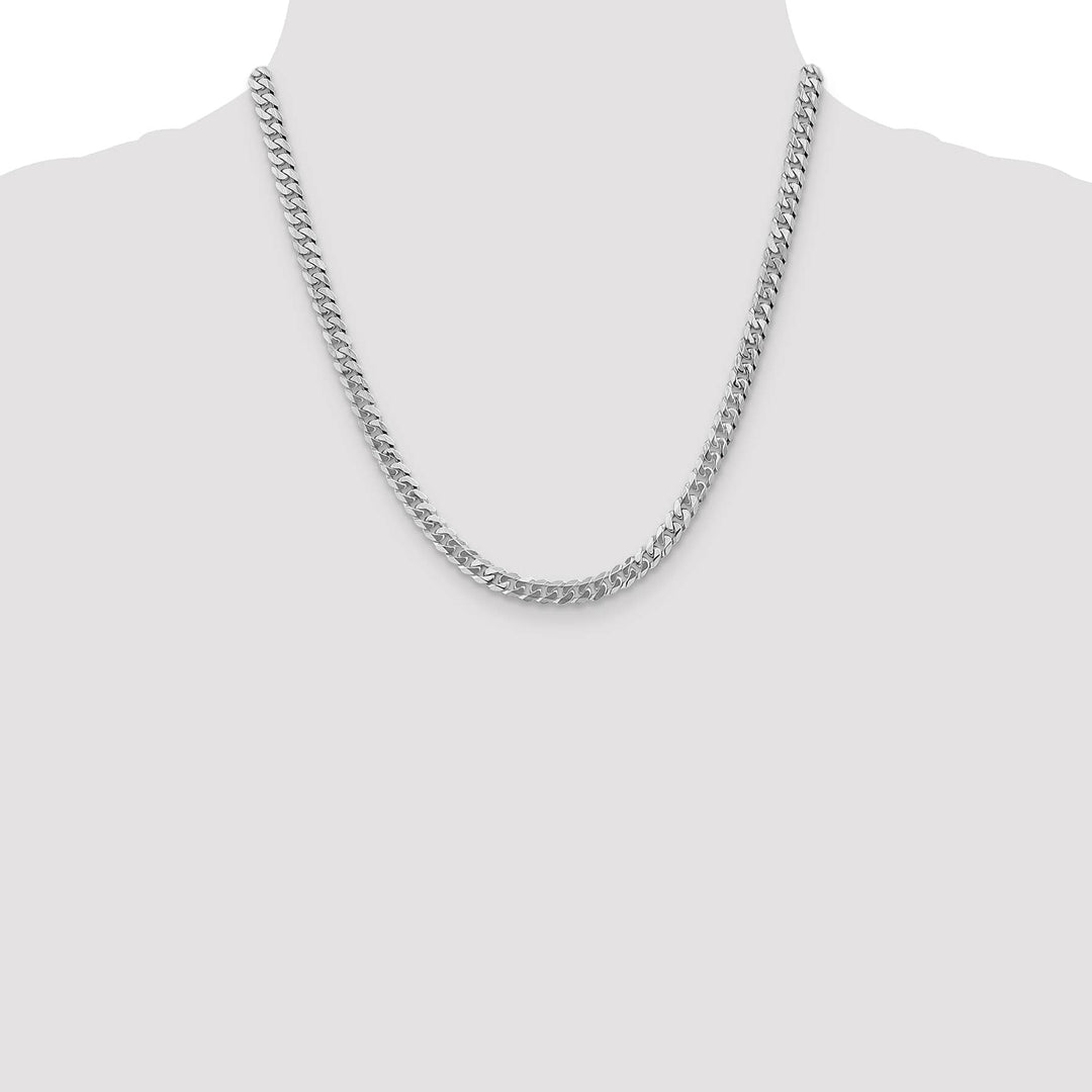 10K White Gold 5.75mm Flat Beveled Curb Chain