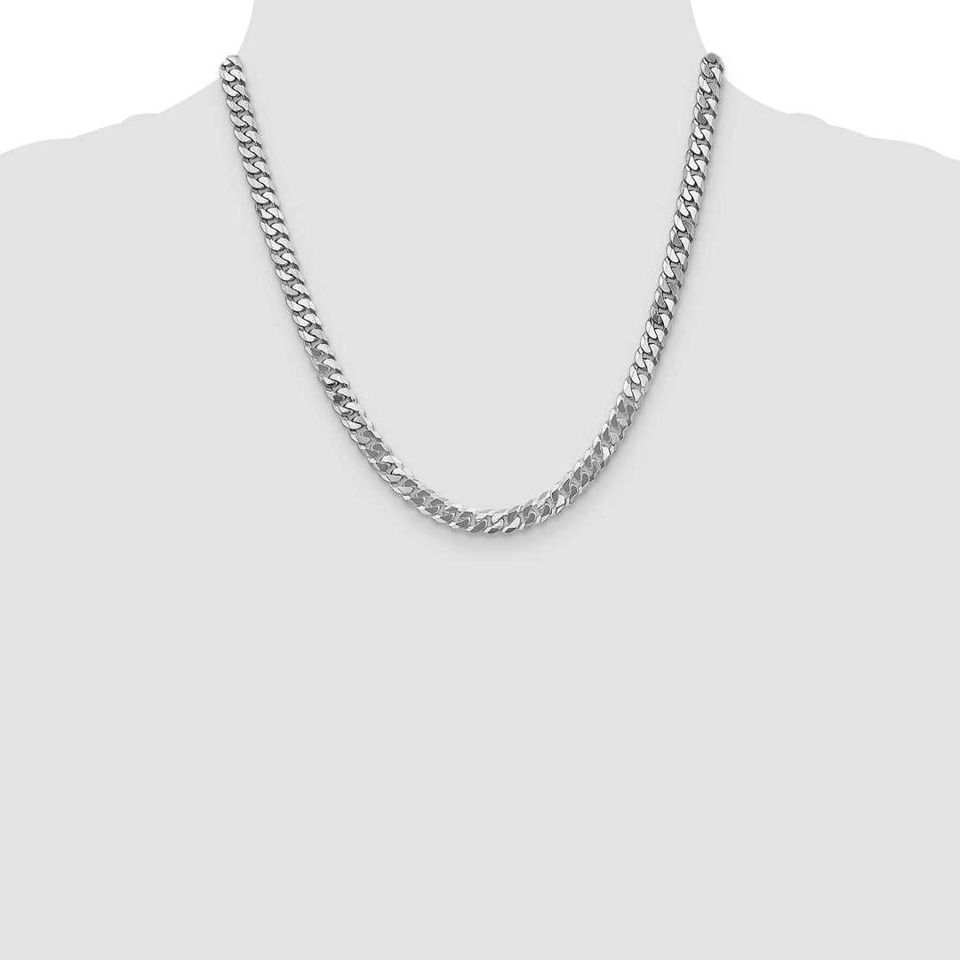 10K White Gold 6.25mm Flat Beveled Curb Chain
