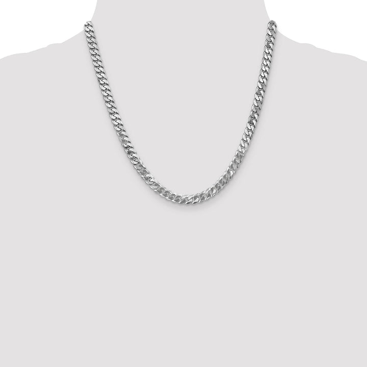 10K White Gold 6.25mm Flat Beveled Curb Chain