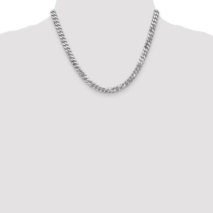 10K White Gold 6.25mm Flat Beveled Curb Chain