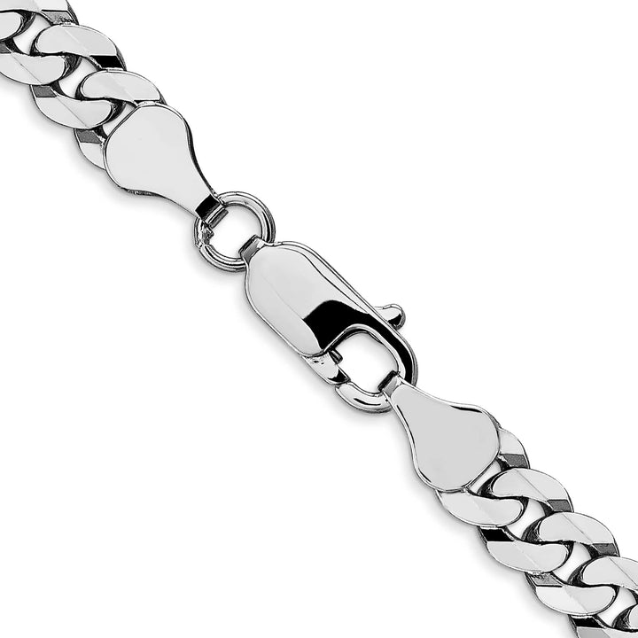 10K White Gold 6.25mm Flat Beveled Curb Chain