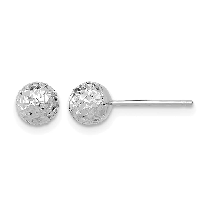 10k White Gold 6mm Diamond-cut Ball Post Earrings