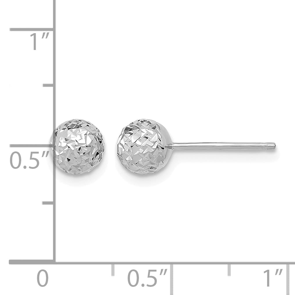 10k White Gold 6mm Diamond-cut Ball Post Earrings