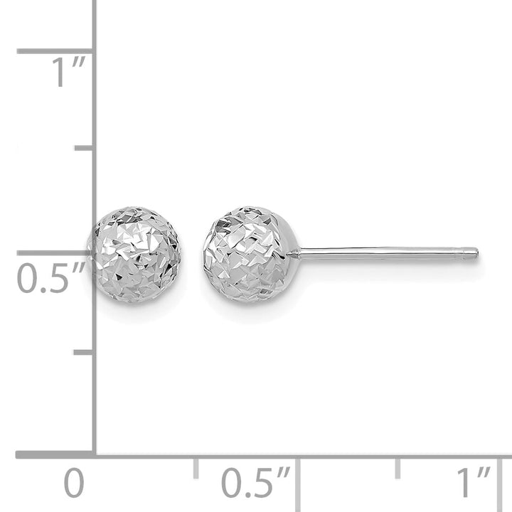 10k White Gold 6mm Diamond-cut Ball Post Earrings
